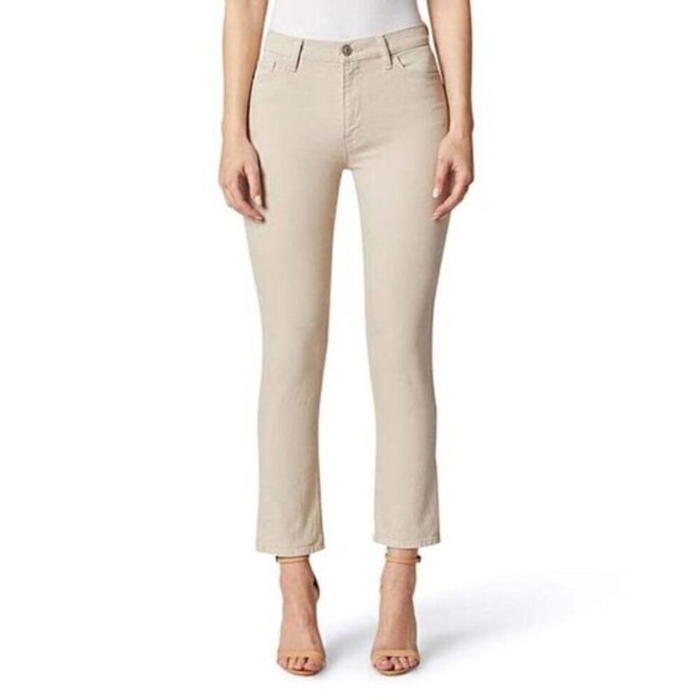 Hudson Barbara High Waist Crop Straight Leg Jeans in Ivory